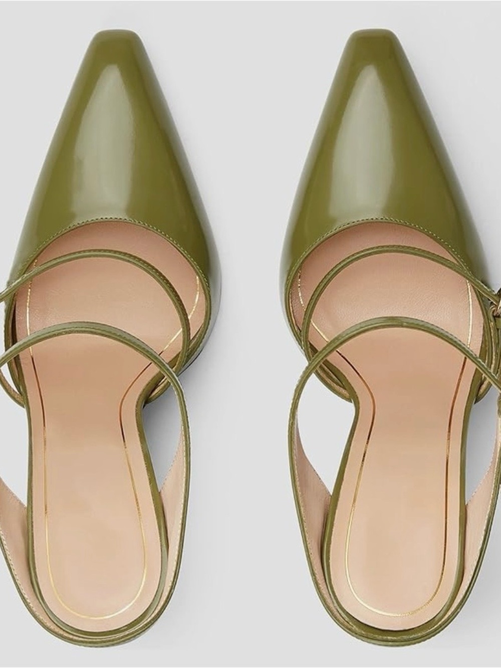 Olive Patent Mary Jane Wedge Heels with Strappy Buckles - Picture 2 of 3